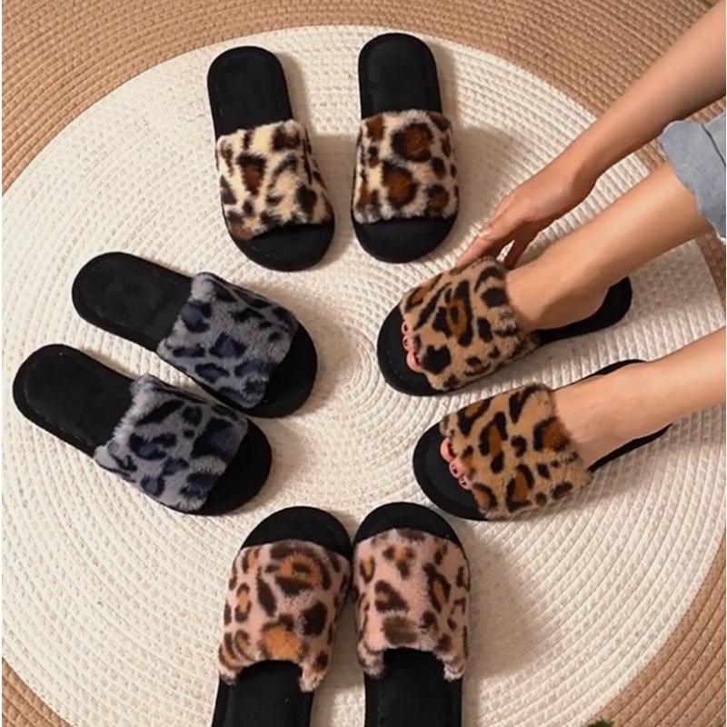 Women'S Shoes And Accessories - 2025 зимние теплые пушистые леопардовые тапочки,